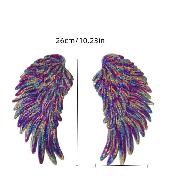 Multicolored 2pc Angel Wing Patches - Picture 2 of 3